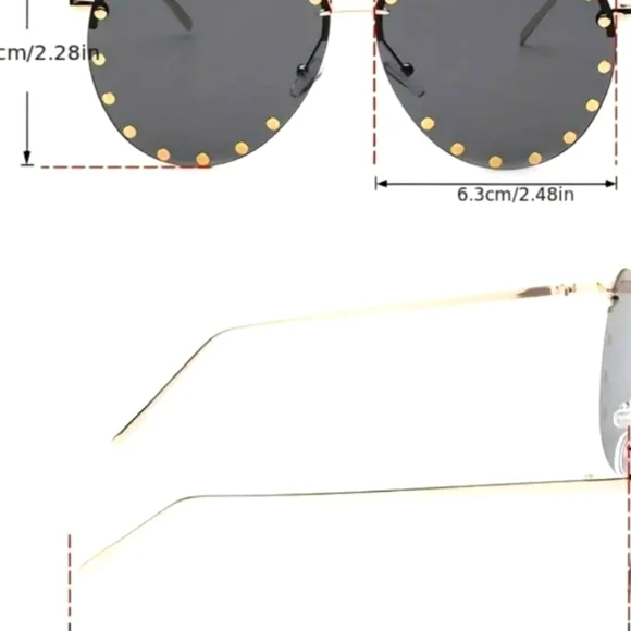 Black & Gold Studded Aviator Unisex Sunglasses - Picture 5 of 5